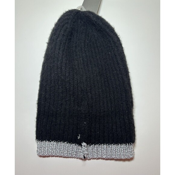 Nordstrom Rack Black Beanie Silver Detailing Women's One Size NWT - Picture 2 of 4